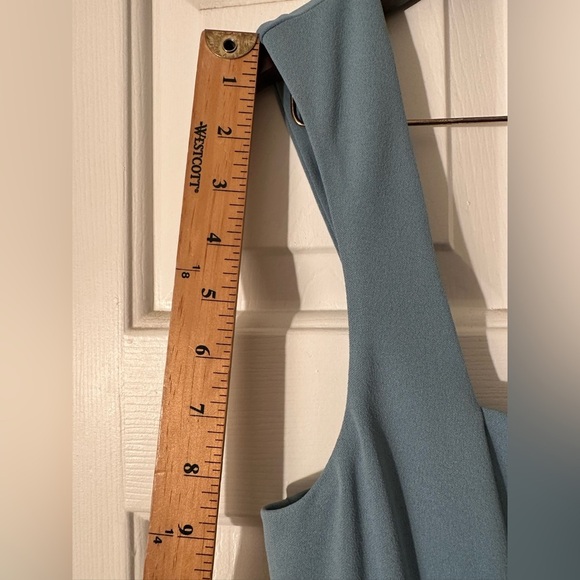 NWT SHOW ME YOUR MUMU Large Eden Stretch Midi French Blue Square Neck High Slit - Picture 9 of 13